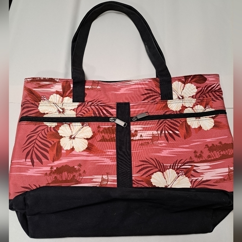 Hawaiian Inspired Floral Tote Bag   18.5"×14"